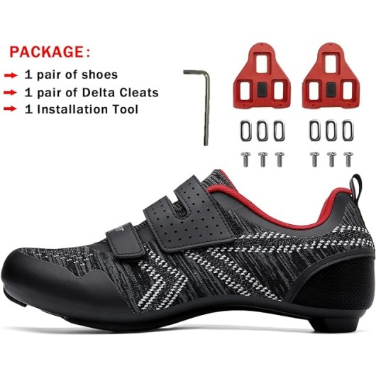أحذية Ultiant لركوب الدراجات للرجال والنساء متوافقة مع أحذية Peloton Road Bike لركوب الدراجات مع مظهر Delta Cleats داخلي وخارجي لركوب الدراجات